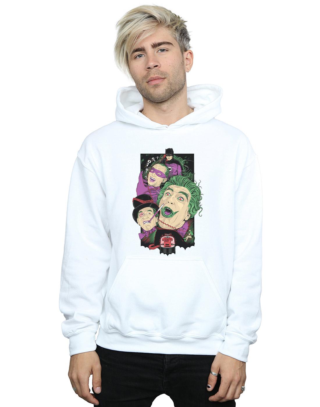 White - Back - DC Comics Mens Batman TV Series Rogues Gallery Hoodie