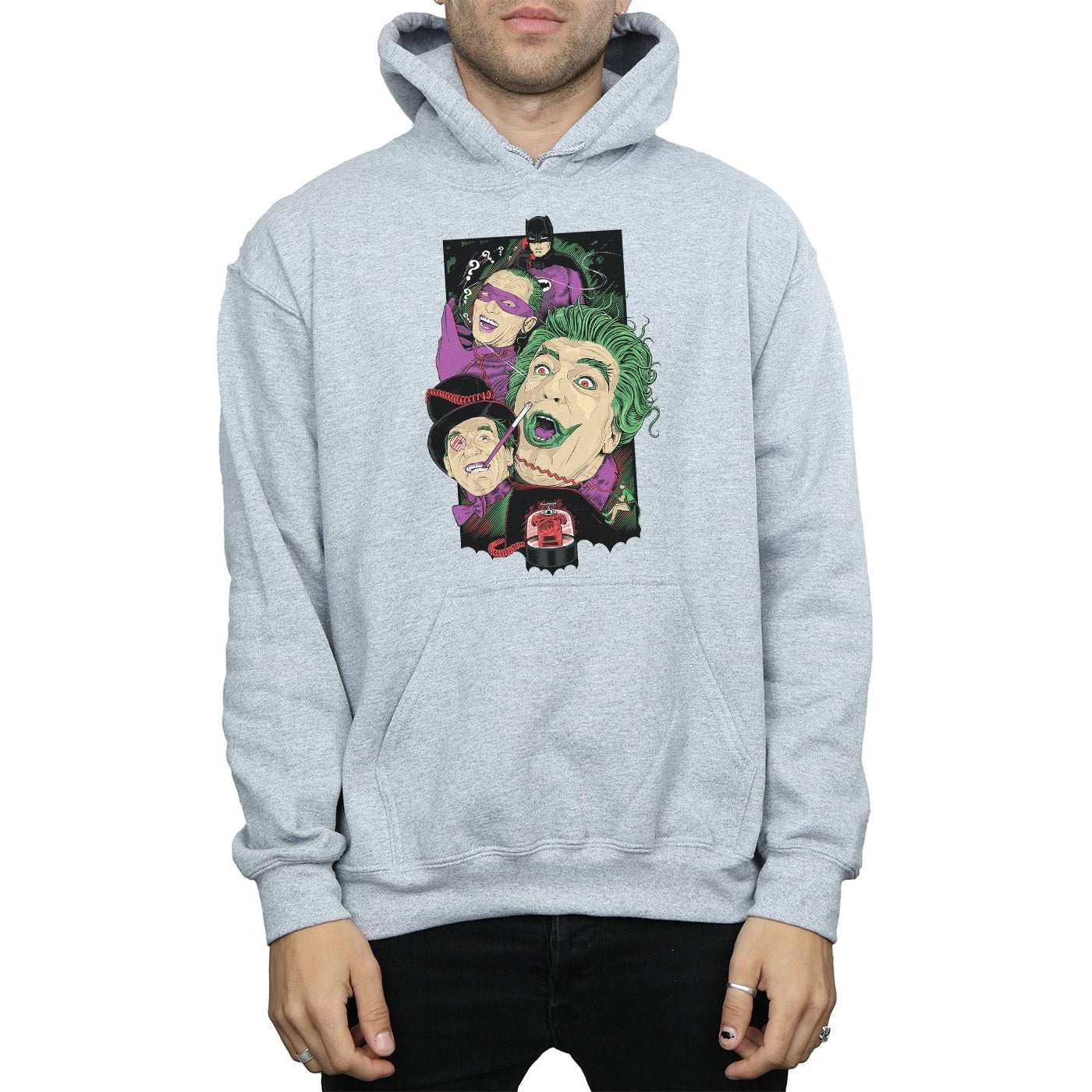 Sports Grey - Side - DC Comics Mens Batman TV Series Rogues Gallery Hoodie