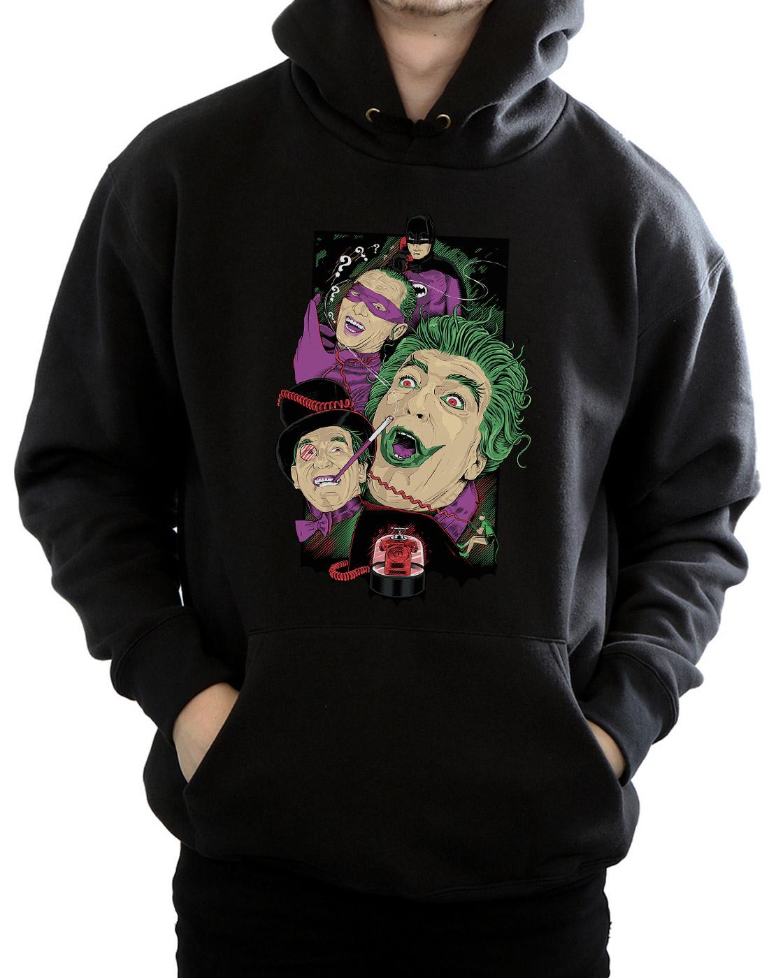 Black - Side - DC Comics Mens Batman TV Series Rogues Gallery Hoodie