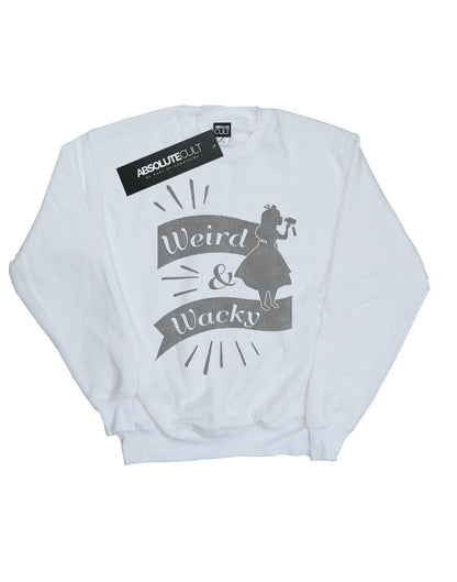 White - Front - Disney Girls Alice In Wonderland Weird And Wacky Sweatshirt
