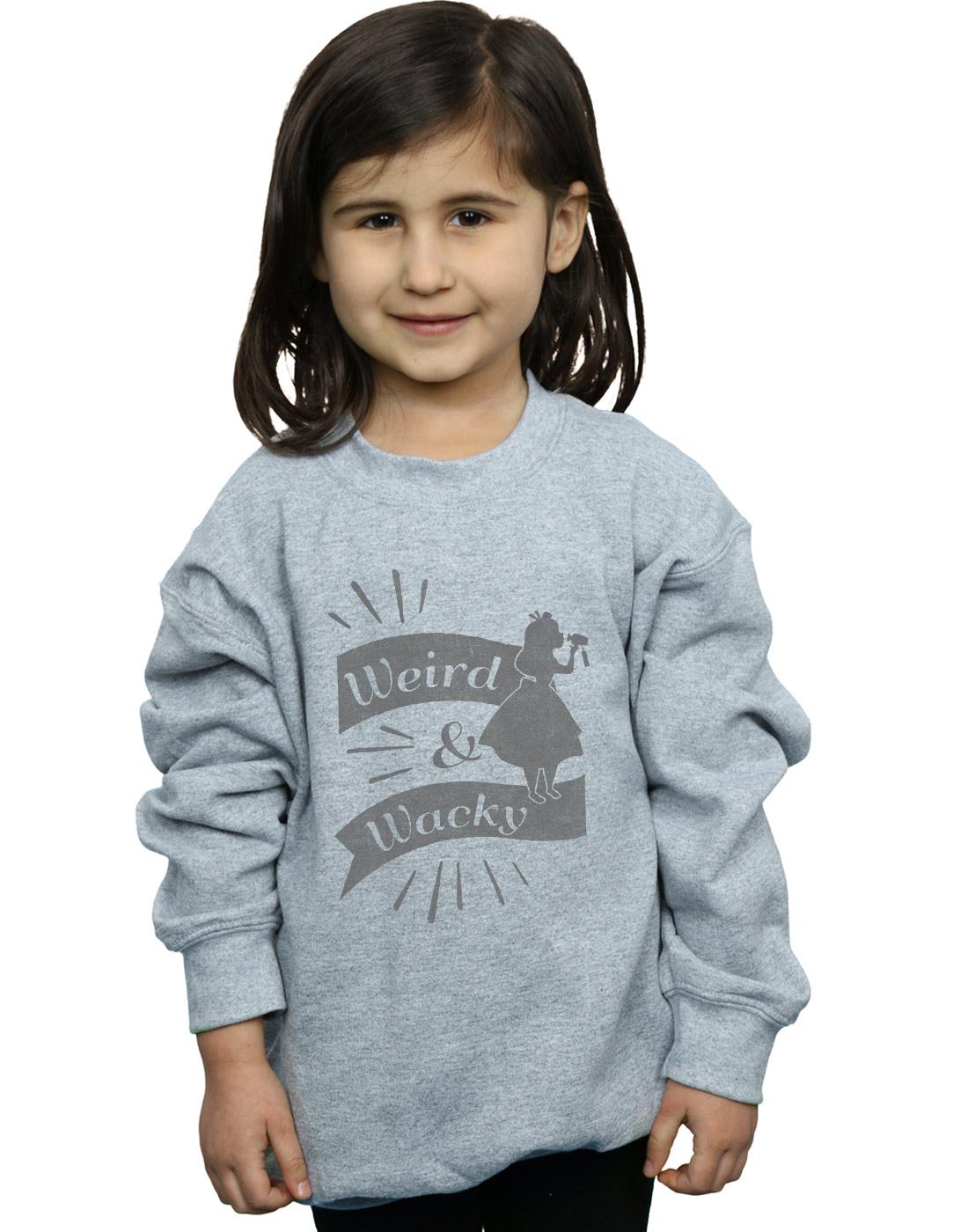 Sports Grey - Back - Disney Girls Alice In Wonderland Weird And Wacky Sweatshirt
