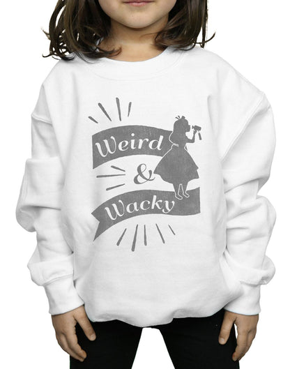 White - Side - Disney Girls Alice In Wonderland Weird And Wacky Sweatshirt