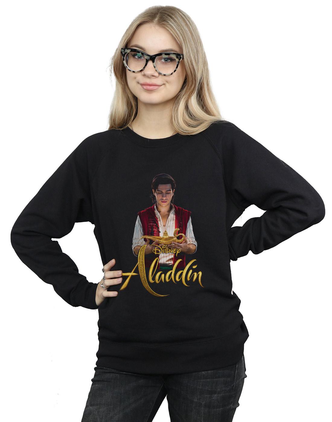 Black - Back - Disney Womens-Ladies Aladdin Movie Aladdin Photo Sweatshirt