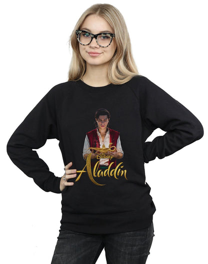 Black - Back - Disney Womens-Ladies Aladdin Movie Aladdin Photo Sweatshirt