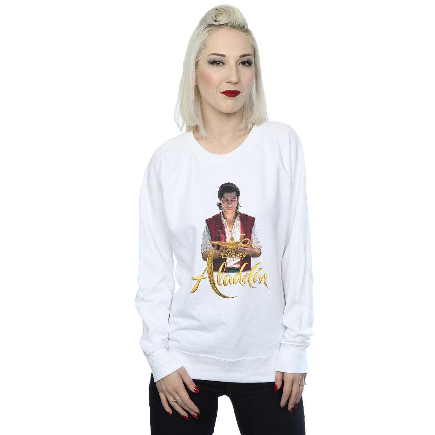 White - Back - Disney Womens-Ladies Aladdin Movie Aladdin Photo Sweatshirt