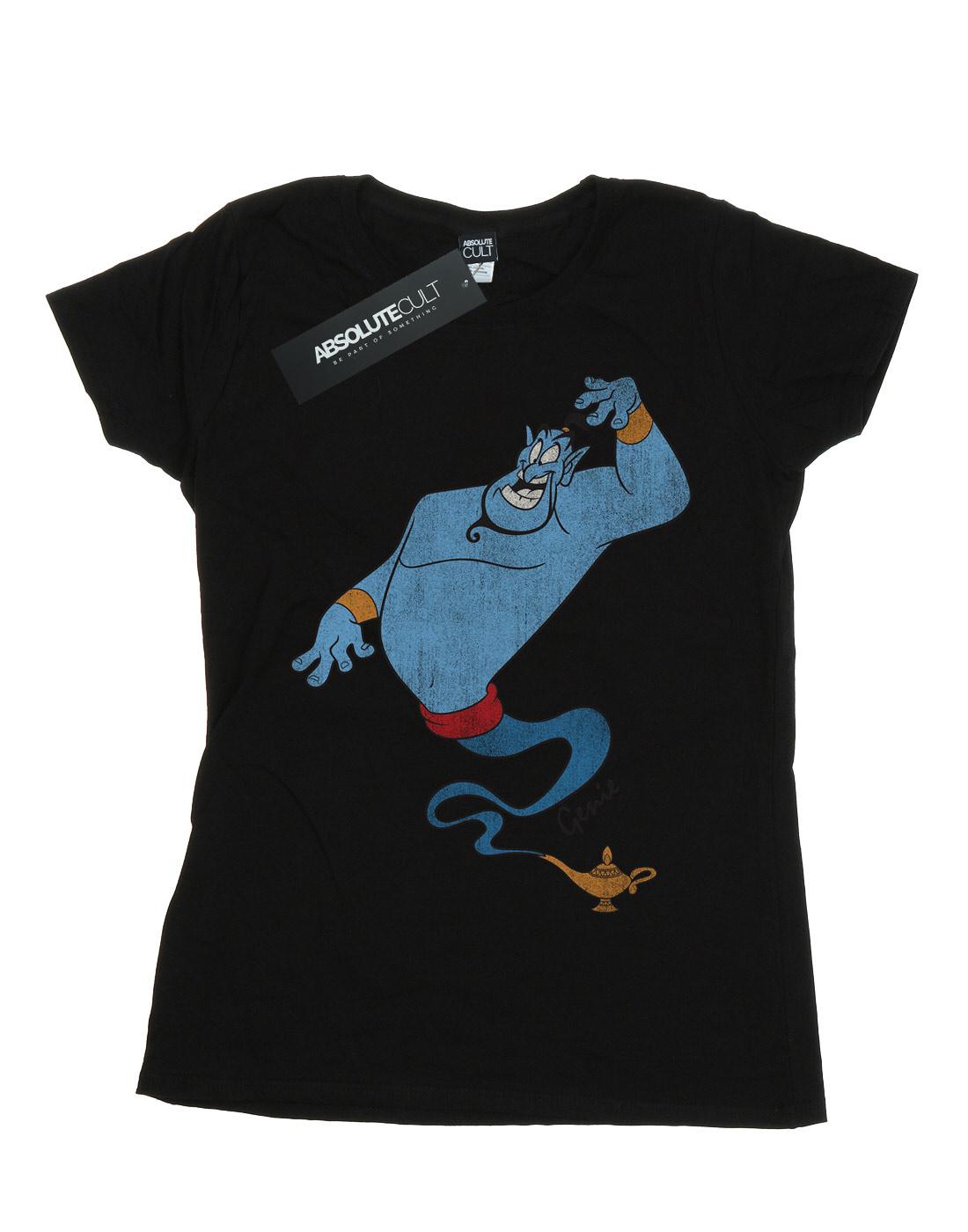 Black - Pack Shot - Aladdin Womens-Ladies Classic Genie Cotton Boyfriend T-Shirt