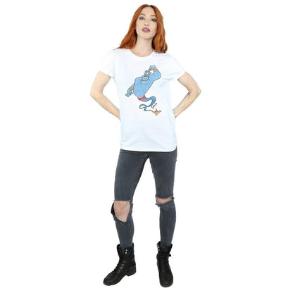 White - Side - Aladdin Womens-Ladies Classic Genie Cotton Boyfriend T-Shirt
