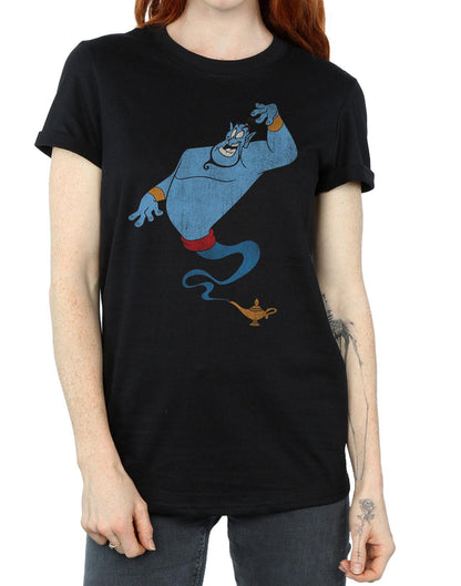 Black - Back - Aladdin Womens-Ladies Classic Genie Cotton Boyfriend T-Shirt
