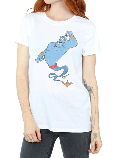 White - Pack Shot - Aladdin Womens-Ladies Classic Genie Cotton Boyfriend T-Shirt