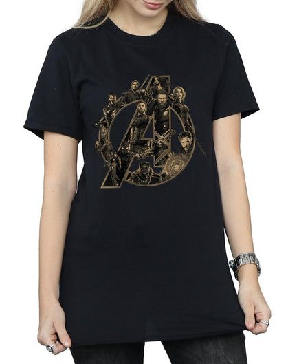 Black - Pack Shot - Avengers Infinity War Womens-Ladies Logo Cotton Boyfriend T-Shirt