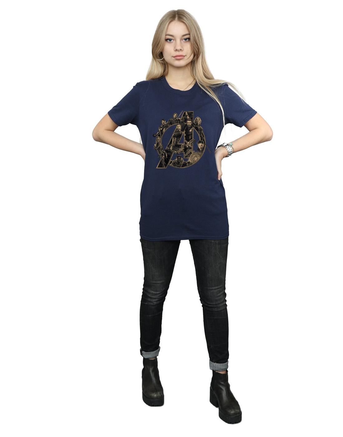 Navy Blue - Lifestyle - Avengers Infinity War Womens-Ladies Logo Cotton Boyfriend T-Shirt
