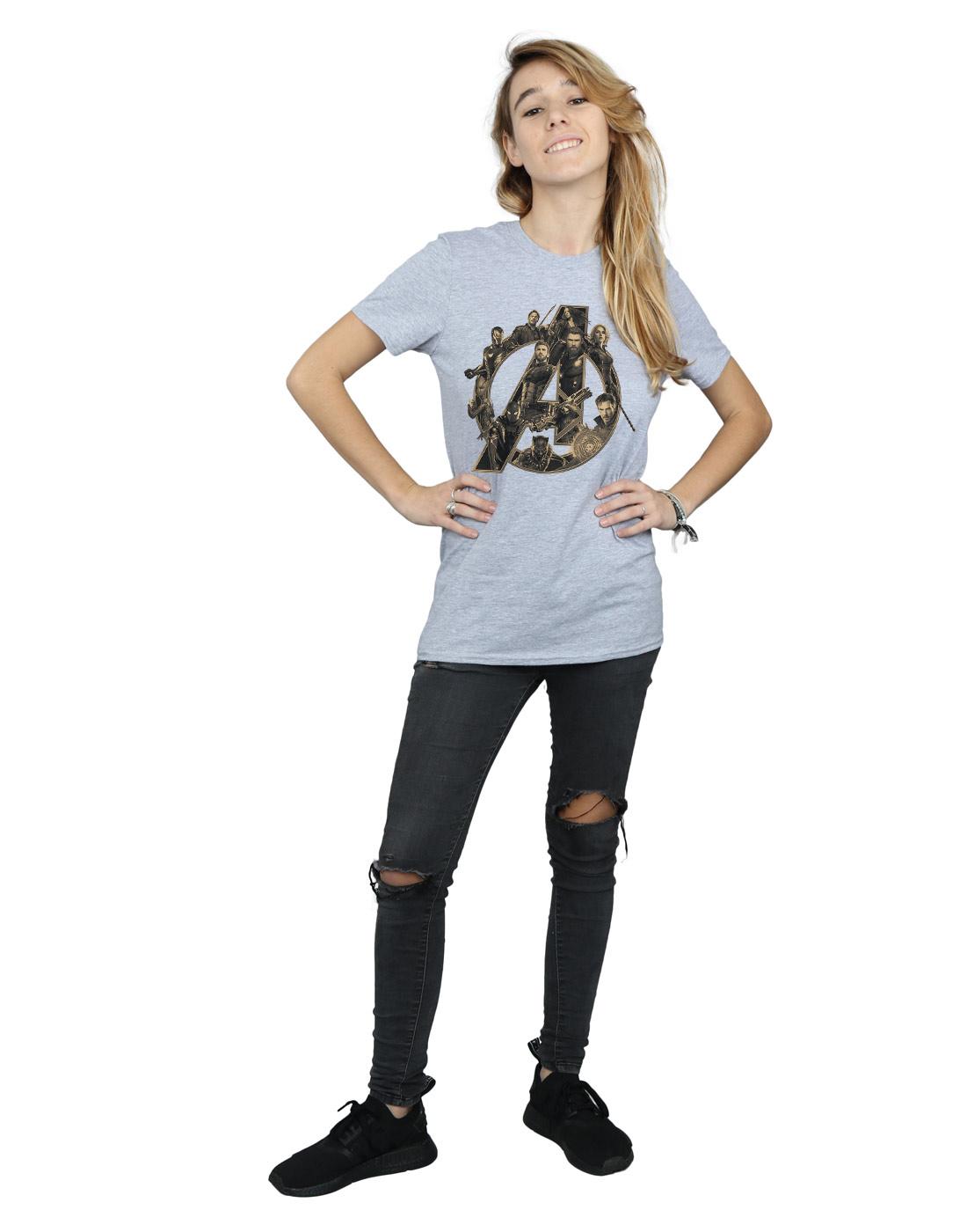 Sports Grey - Lifestyle - Avengers Infinity War Womens-Ladies Logo Cotton Boyfriend T-Shirt