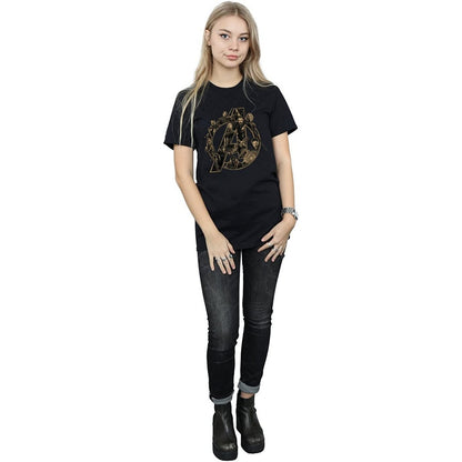 Black - Side - Avengers Infinity War Womens-Ladies Logo Cotton Boyfriend T-Shirt