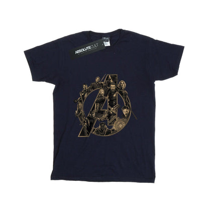Navy Blue - Front - Avengers Infinity War Womens-Ladies Logo Cotton Boyfriend T-Shirt