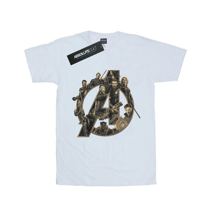 White - Front - Avengers Infinity War Womens-Ladies Logo Cotton Boyfriend T-Shirt