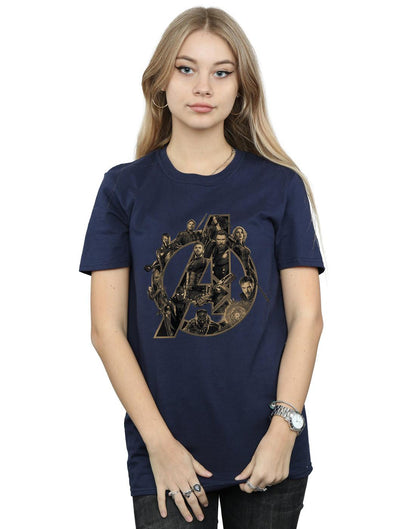 Navy Blue - Back - Avengers Infinity War Womens-Ladies Logo Cotton Boyfriend T-Shirt
