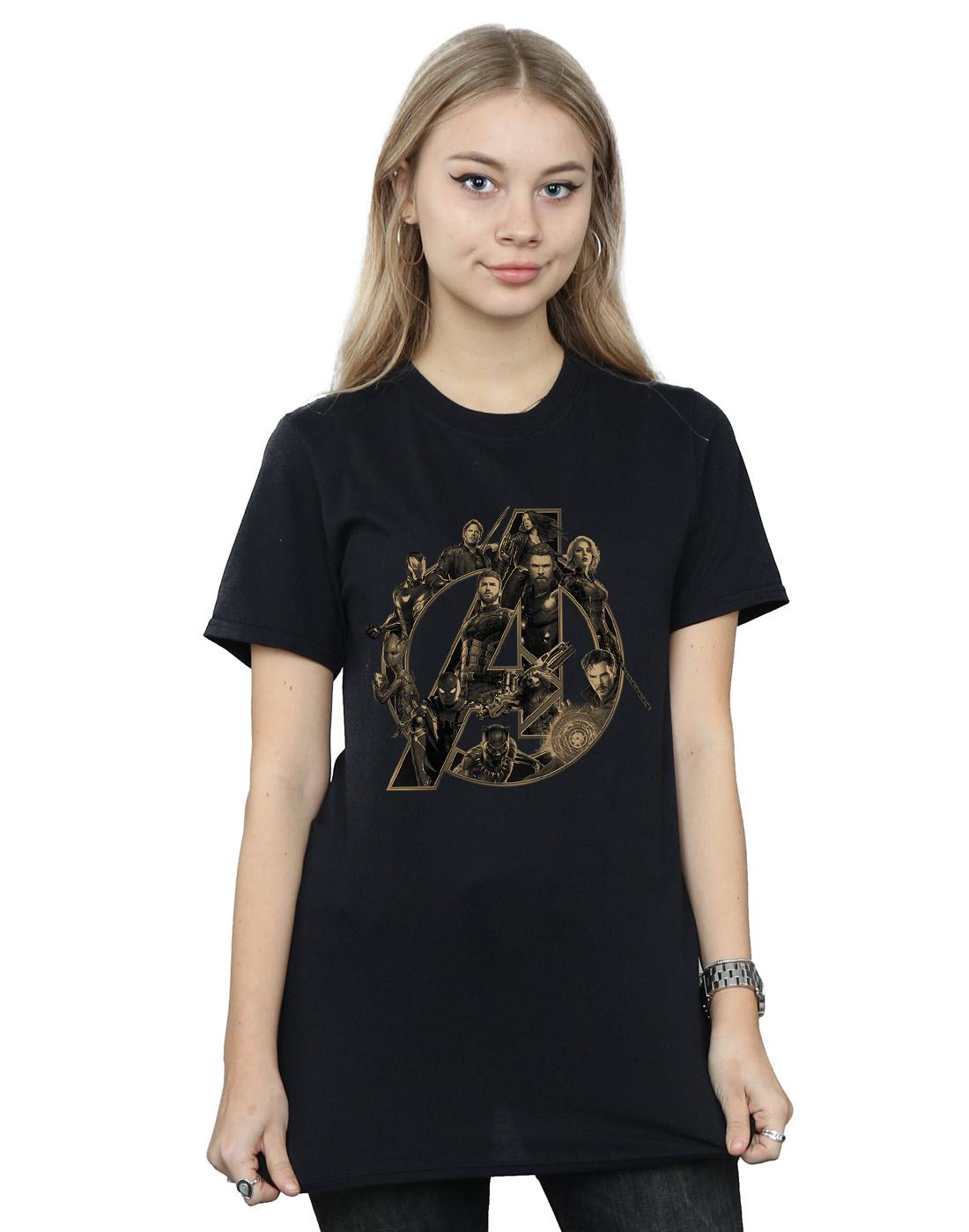 Black - Lifestyle - Avengers Infinity War Womens-Ladies Logo Cotton Boyfriend T-Shirt