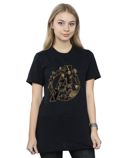 Black - Lifestyle - Avengers Infinity War Womens-Ladies Logo Cotton Boyfriend T-Shirt