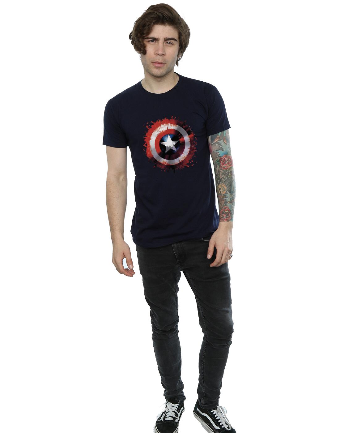 Deep Navy - Lifestyle - Marvel Mens Avengers Captain America Art Shield T-Shirt