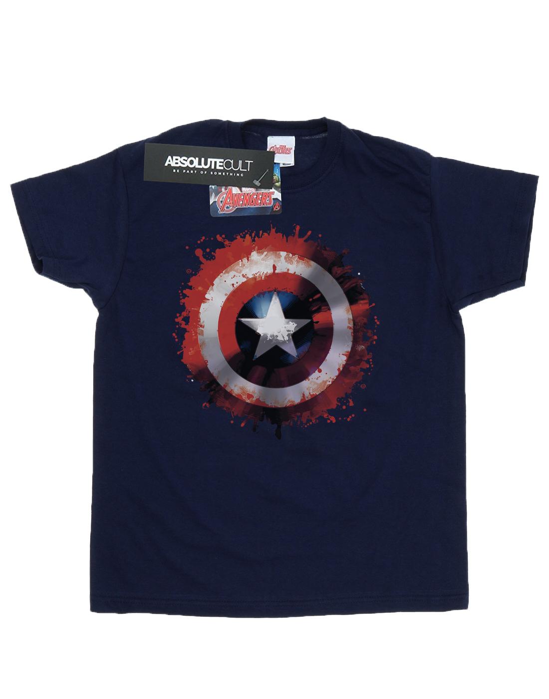 Deep Navy - Front - Marvel Mens Avengers Captain America Art Shield T-Shirt