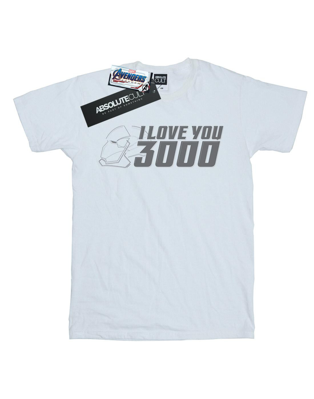 White - Front - Marvel Girls Avengers Endgame I Love You 3000 Helmet Cotton T-Shirt