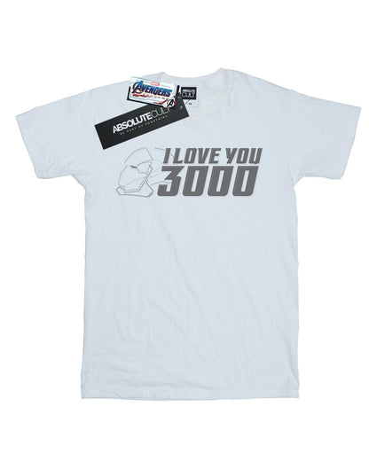 White - Front - Marvel Girls Avengers Endgame I Love You 3000 Helmet Cotton T-Shirt