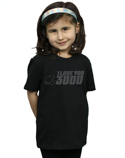 Black - Back - Marvel Girls Avengers Endgame I Love You 3000 Helmet Cotton T-Shirt