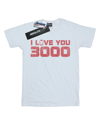 White - Front - Marvel Girls Avengers Endgame I Love You 3000 Distressed Cotton T-Shirt
