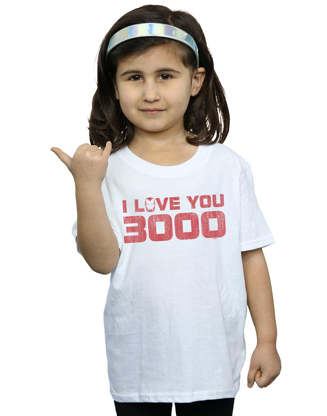 White - Back - Marvel Girls Avengers Endgame I Love You 3000 Distressed Cotton T-Shirt