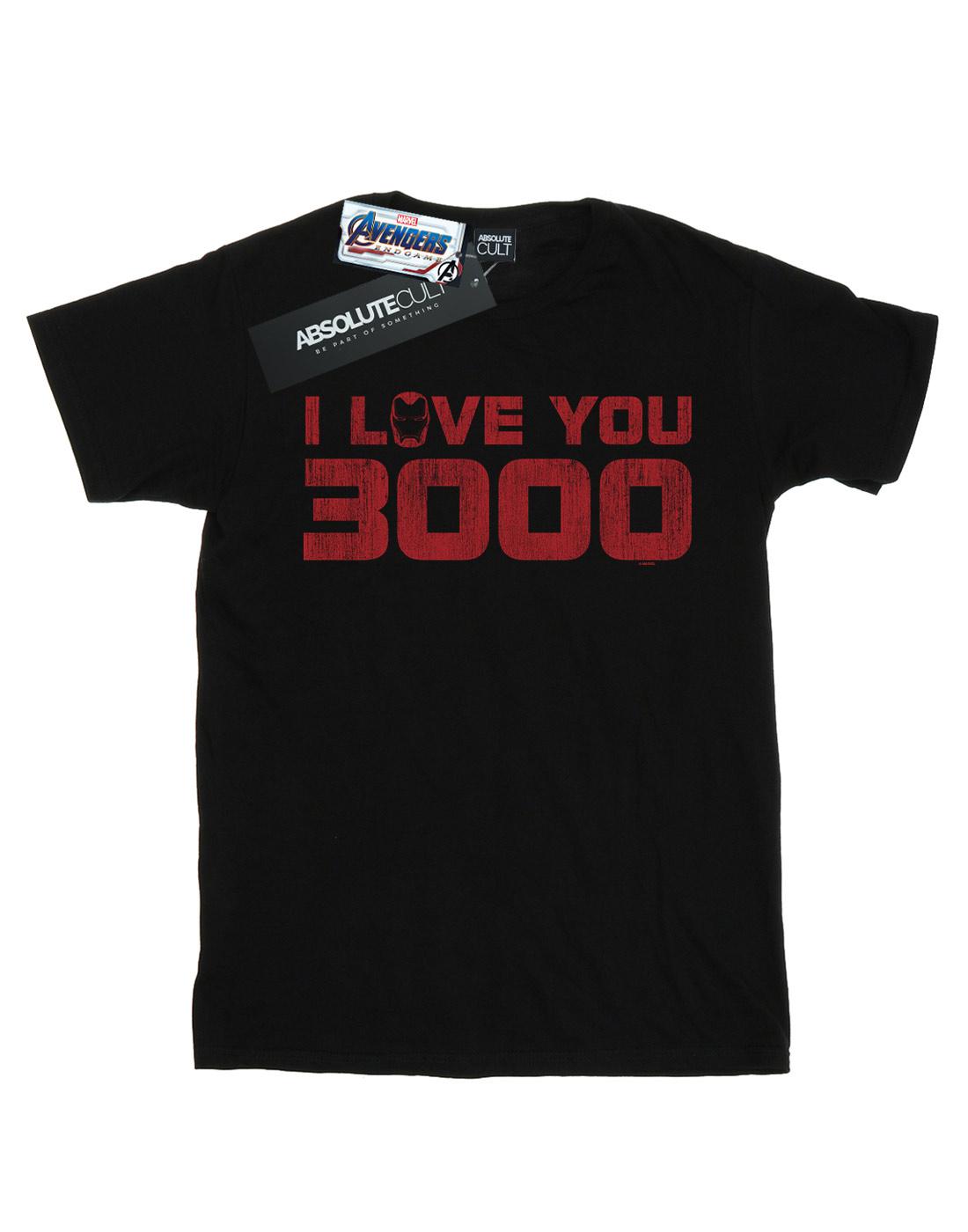 Black - Front - Marvel Girls Avengers Endgame I Love You 3000 Distressed Cotton T-Shirt