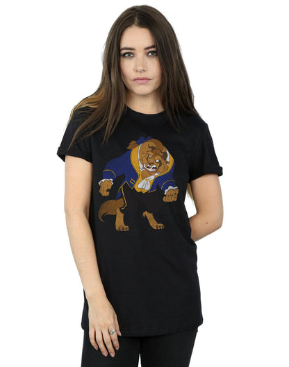Black - Front - Beauty And The Beast Womens-Ladies Classic Cotton Boyfriend T-Shirt