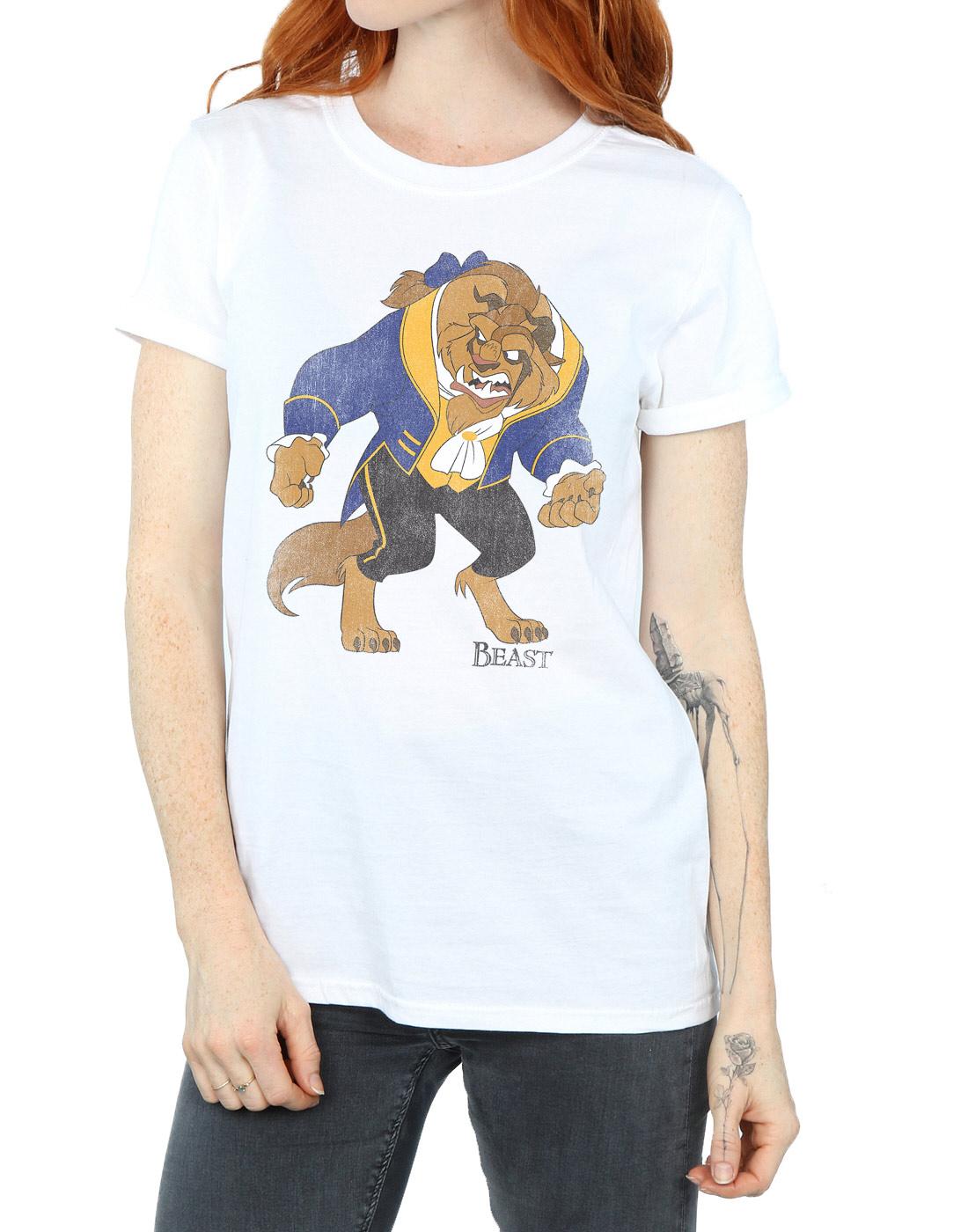 White - Pack Shot - Beauty And The Beast Womens-Ladies Classic Cotton Boyfriend T-Shirt