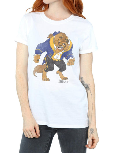 White - Pack Shot - Beauty And The Beast Womens-Ladies Classic Cotton Boyfriend T-Shirt