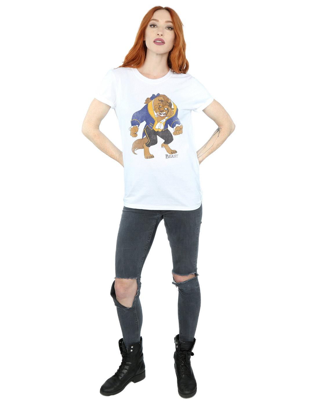 White - Close up - Beauty And The Beast Womens-Ladies Classic Cotton Boyfriend T-Shirt