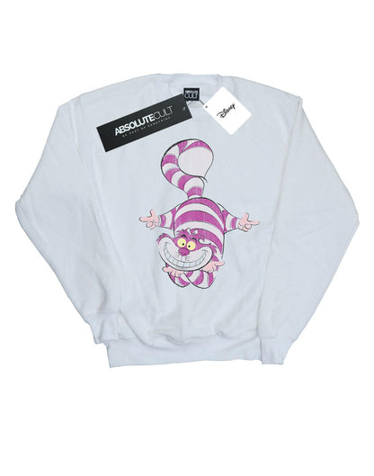 White - Front - Disney Girls Alice In Wonderland Cheshire Cat Upside Down Sweatshirt