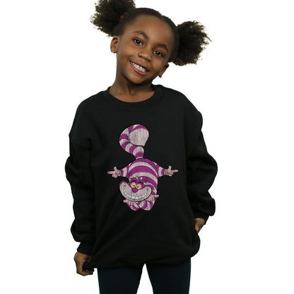 Black - Back - Disney Girls Alice In Wonderland Cheshire Cat Upside Down Sweatshirt