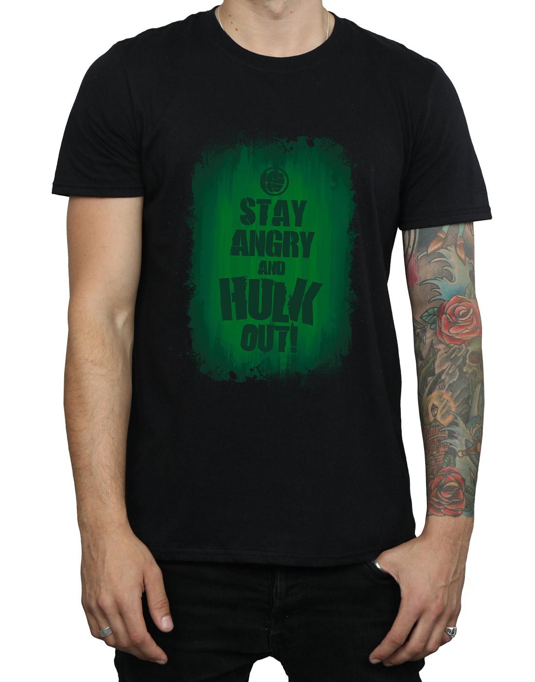 Black - Side - Marvel Mens Hulk Stay Angry T-Shirt