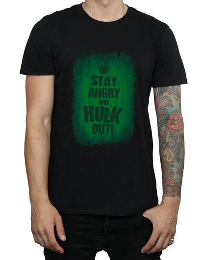 Black - Side - Marvel Mens Hulk Stay Angry T-Shirt
