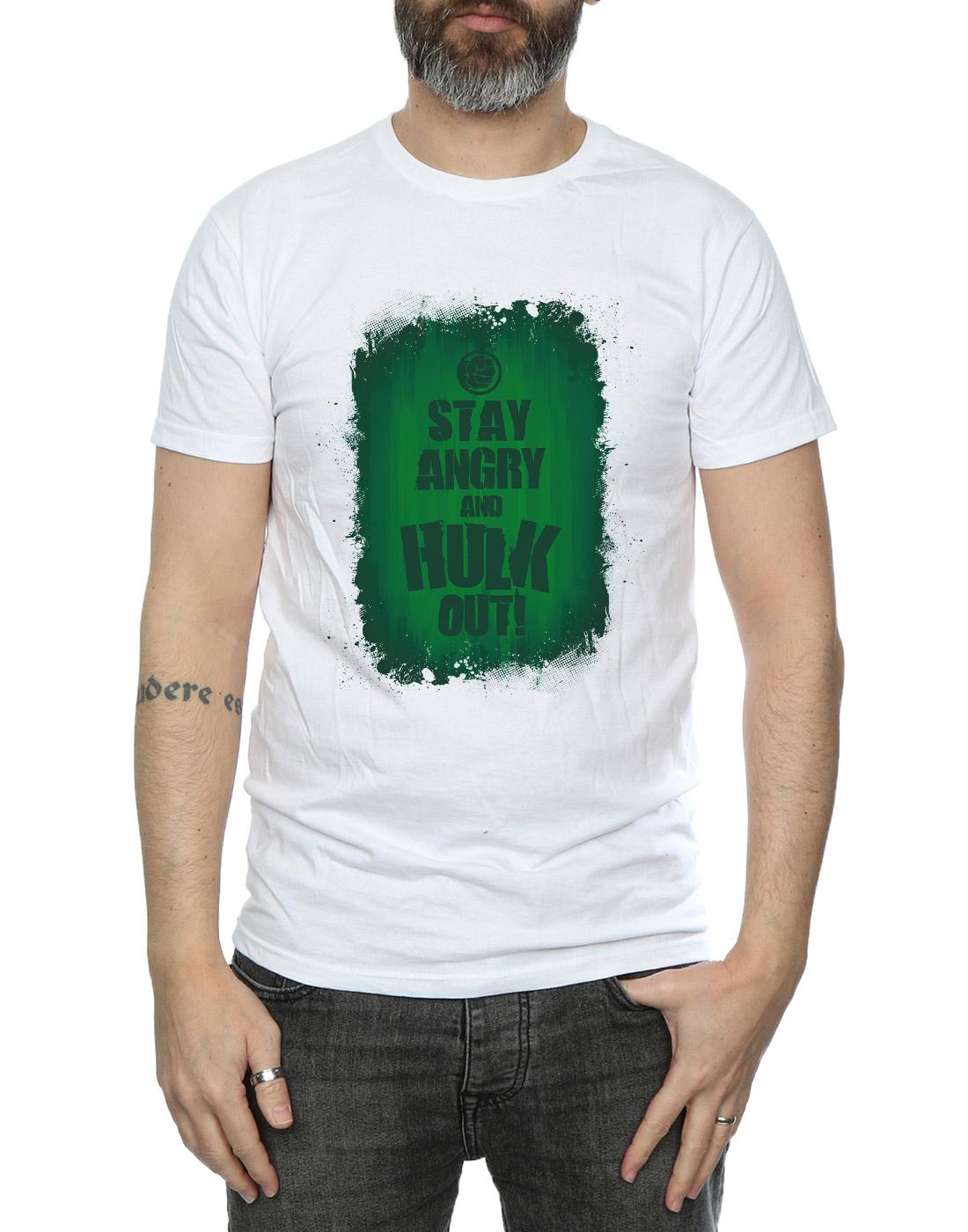 White - Side - Marvel Mens Hulk Stay Angry T-Shirt