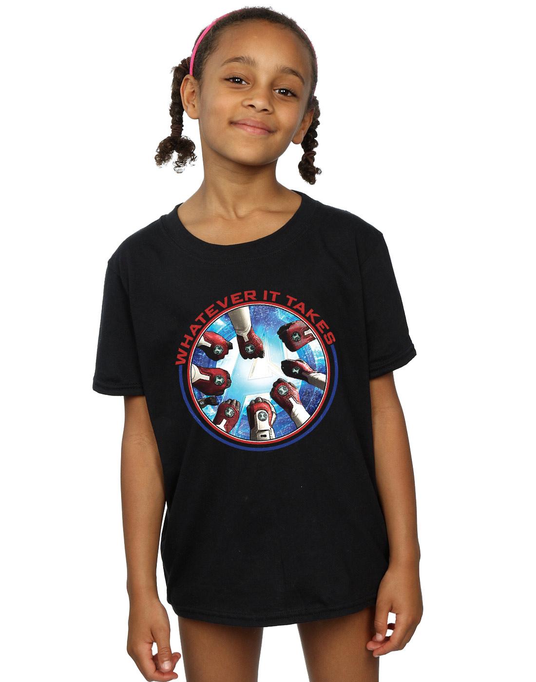 Black - Back - Marvel Girls Avengers Endgame Whatever It Takes Fists Cotton T-Shirt