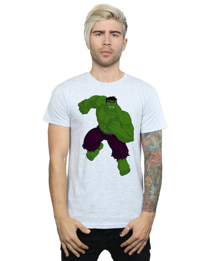 Sports Grey - Back - Marvel Mens Hulk Pose T-Shirt