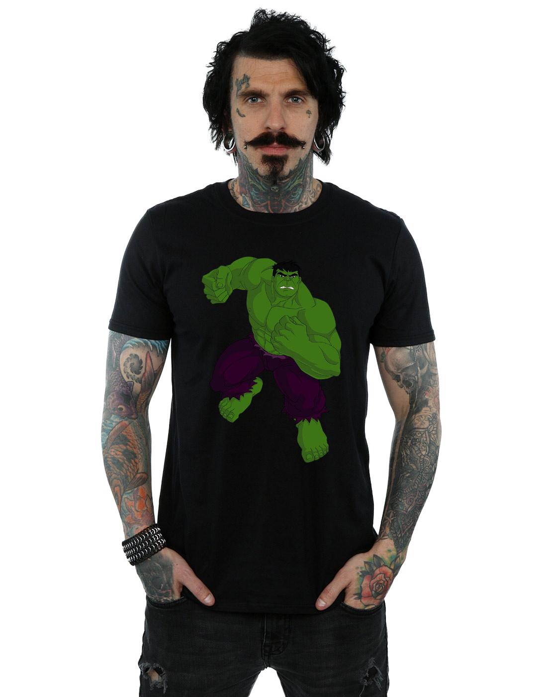 Black - Back - Marvel Mens Hulk Pose T-Shirt