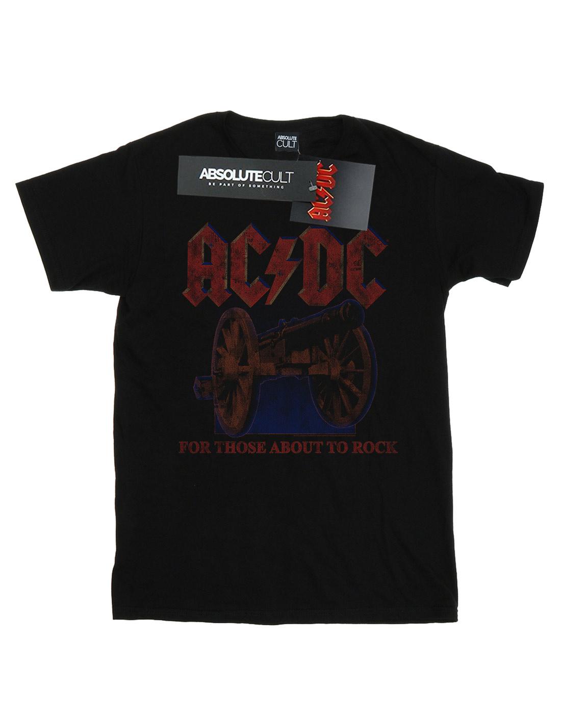 Black - Front - AC-DC Womens-Ladies For Those About To Rock Canon Cotton Boyfriend T-Shirt