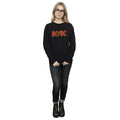 Black - Side - AC-DC Womens-Ladies Distressed Logo Cotton Sweatshirt