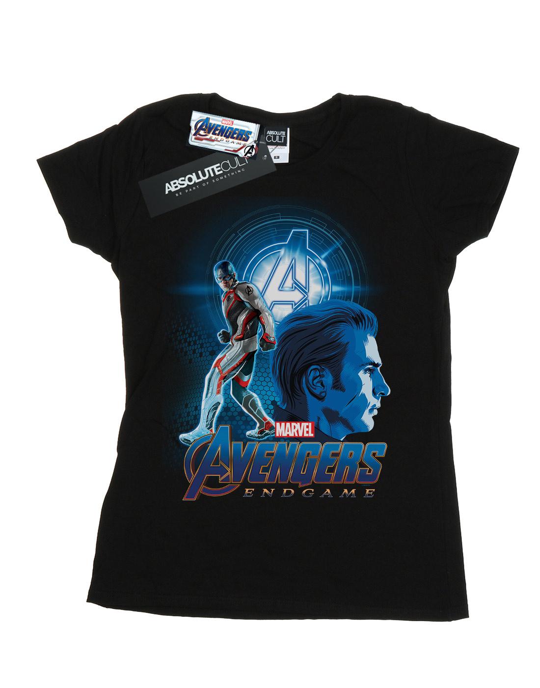 Black - Front - Marvel Womens-Ladies Avengers Endgame Captain America Team Suit Cotton T-Shirt