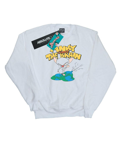 White - Front - Animaniacs Boys The Brain World Domination Sweatshirt