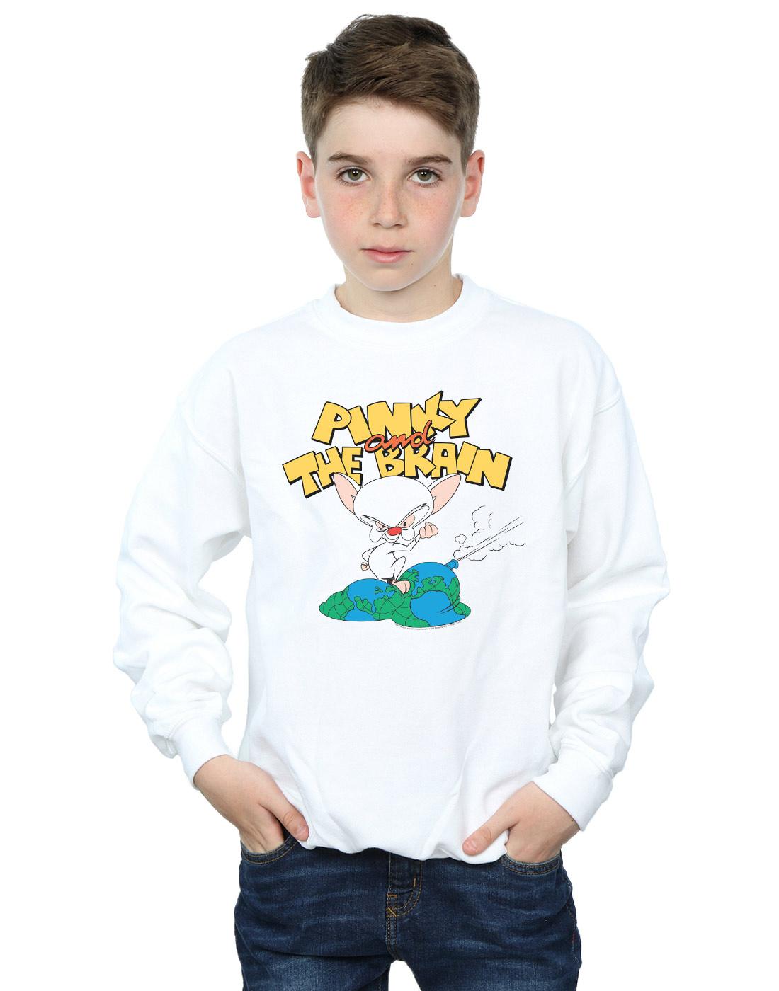 White - Back - Animaniacs Boys The Brain World Domination Sweatshirt