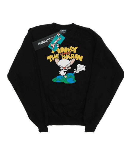 Black - Front - Animaniacs Boys The Brain World Domination Sweatshirt