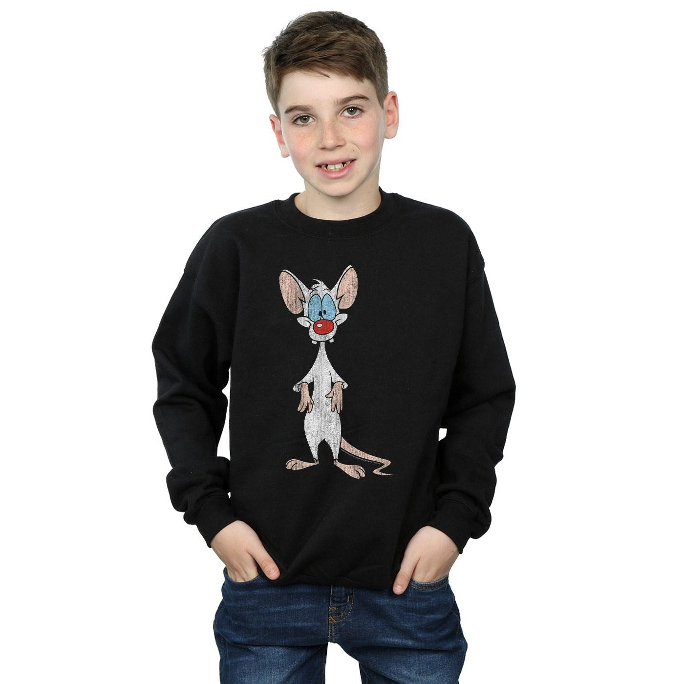 Black - Back - Animaniacs Boys Pinky Classic Pose Sweatshirt