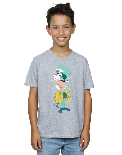 Sports Grey - Back - Disney Boys Alice In Wonderland Mad Hatter Classic T-Shirt